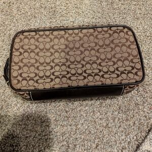 Coach Dark Brown Leather Accent Bag